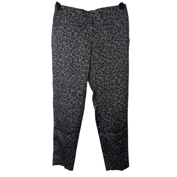 Ann Taylor Leopard Print Pants Straight Leg Cropped Black Gray Women’s Size 2P - Picture 1 of 11